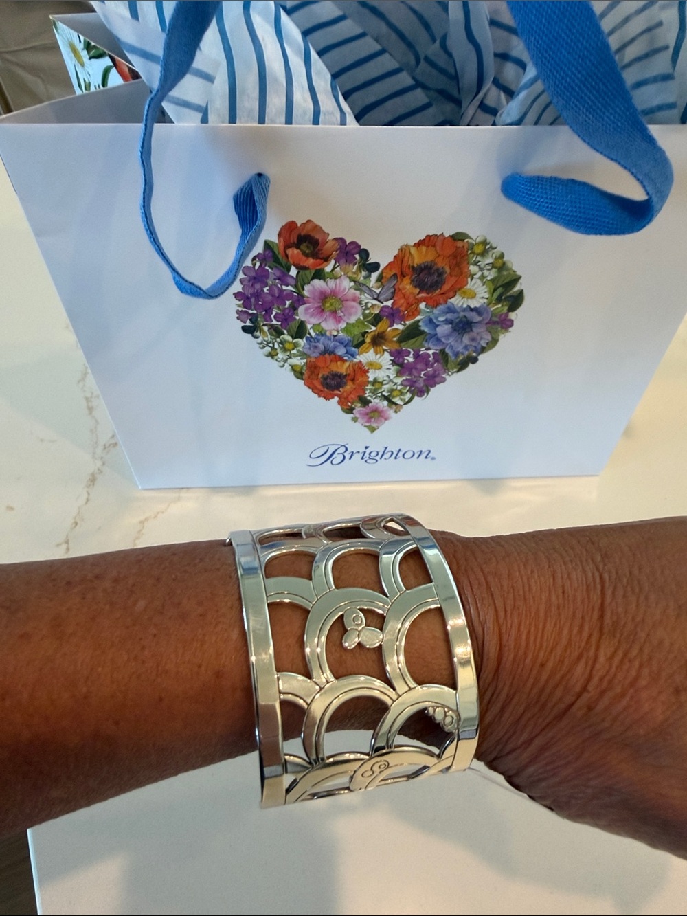 NWT Brighton Silver Openwork Cuff Bracelet